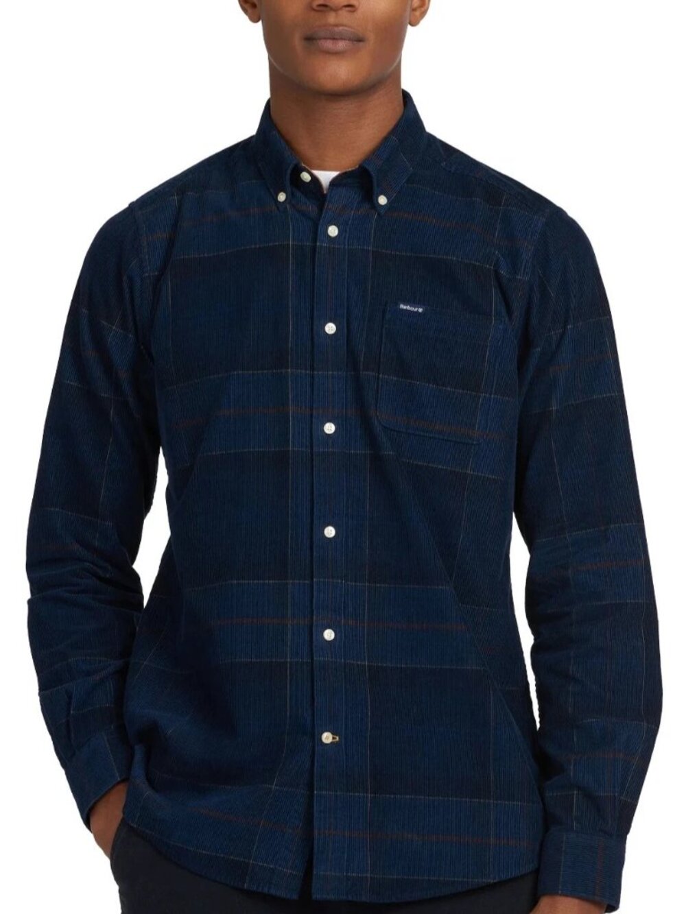 Barbour Blair Tailored Corduroy Long Sleeve Shirt Midnight Blue Men's Size M